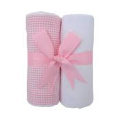 Small Check Set of Two Fabric Burps Pink