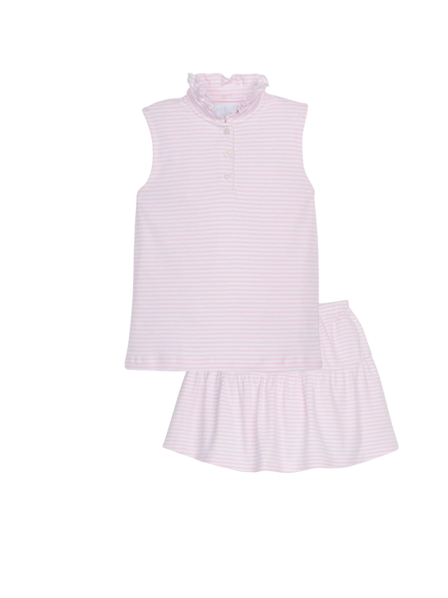 Sleeveless Hastings Polo Light Pink with Sally Skort Light Pink Stripe