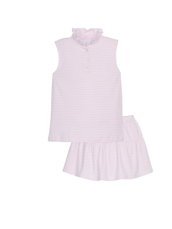 Sleeveless Hastings Polo Light Pink with Sally Skort Light Pink Stripe
