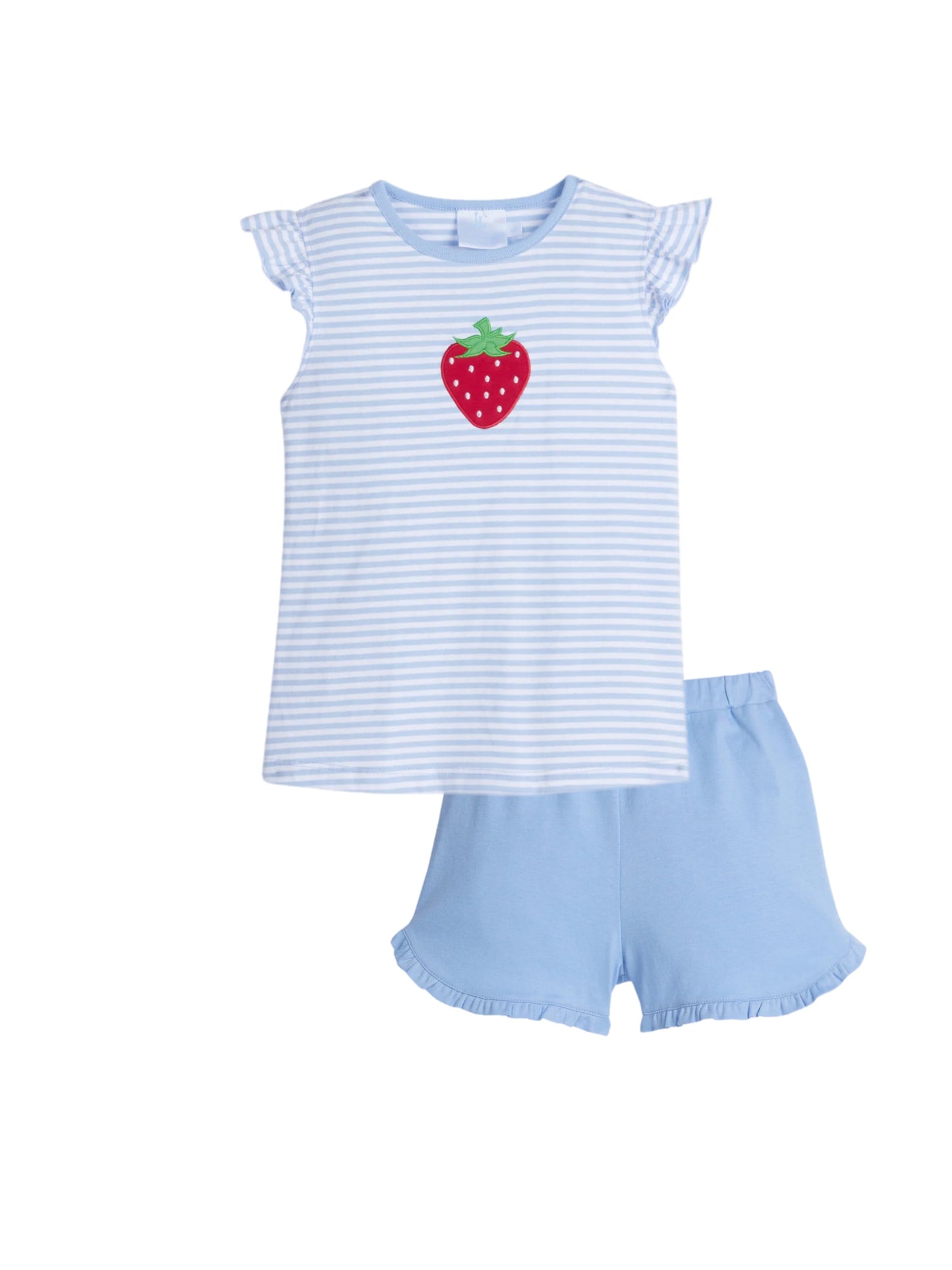 Applique Tilly Tank Strawberry and Tulip Knit Short Light Blue