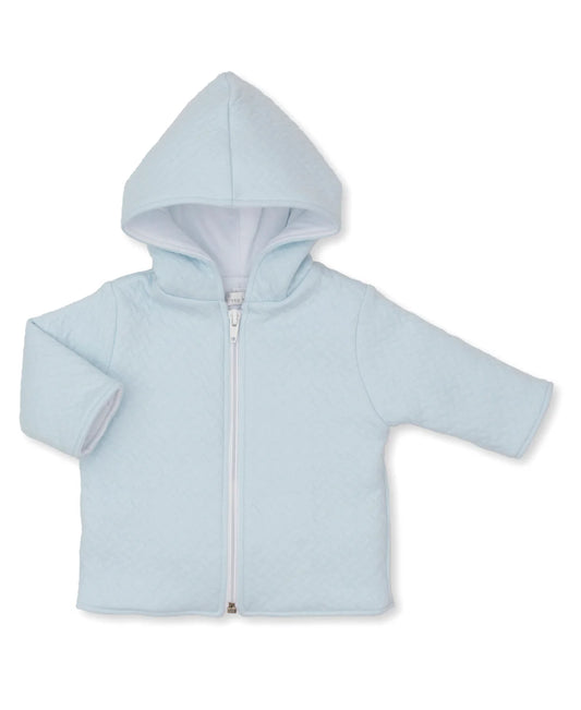 Classic Jacquar-Jacquard Padded Zip Jack Light Blue