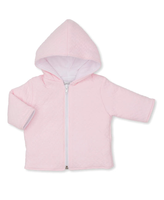 Classic Jacquar-Jacquard Padded Zip Jack Pink