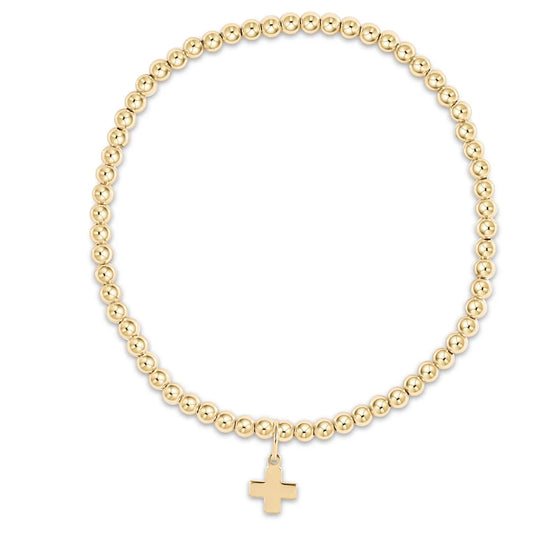egirl Classic Gold 3mm Bead Bracelet Signature Cross Gold Charm