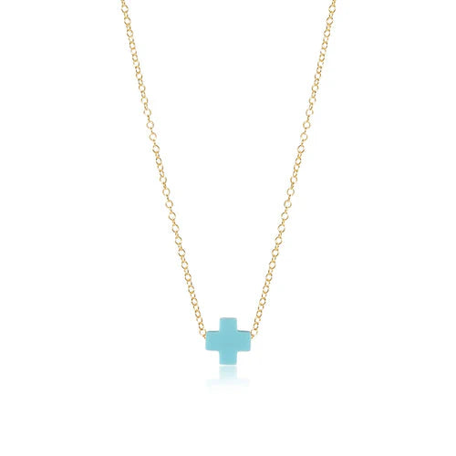 egirl 14" Necklace Gold - Signature Cross Turquoise