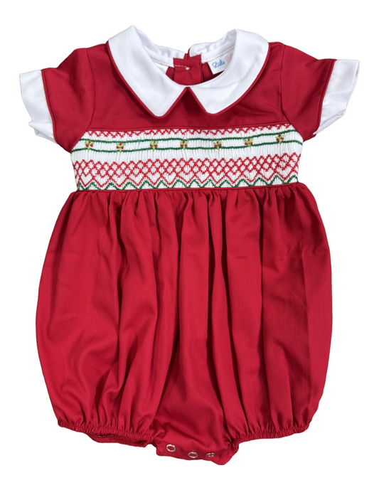 Noah Christmas Red Bubble with Smocking