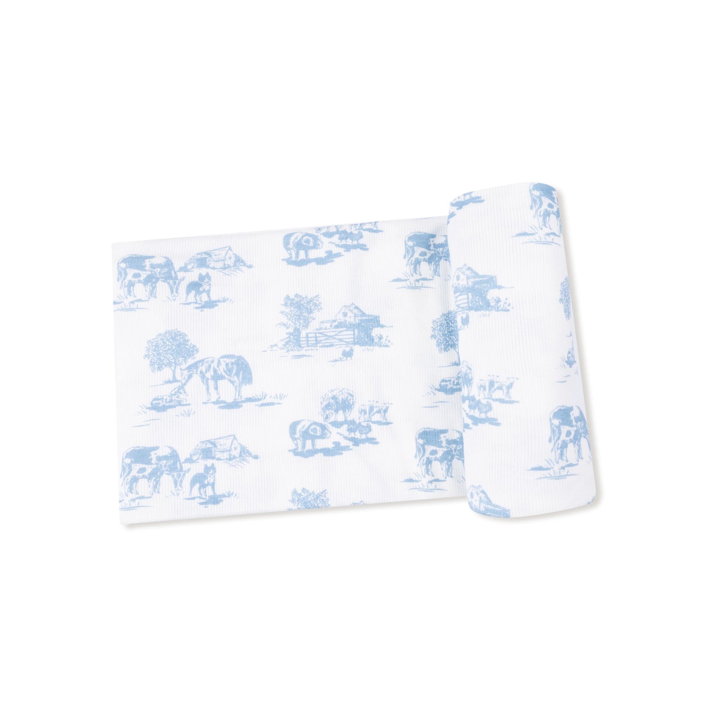 Farm Toile - Blue - Swaddle Blanket 45x45