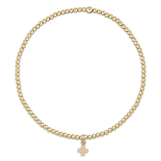 egirl Classic Gold 2mm Bead Bracelet Signature Cross Gold Charm