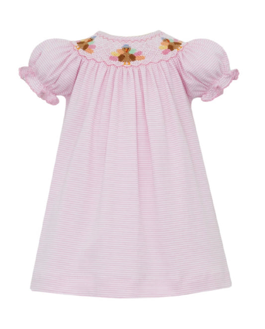Turkey Bishop Dress-Pink Stripe