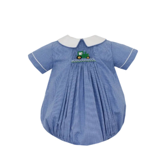 Tractor Boy's- Royal Blue Microcheck Boy's Short Bubble