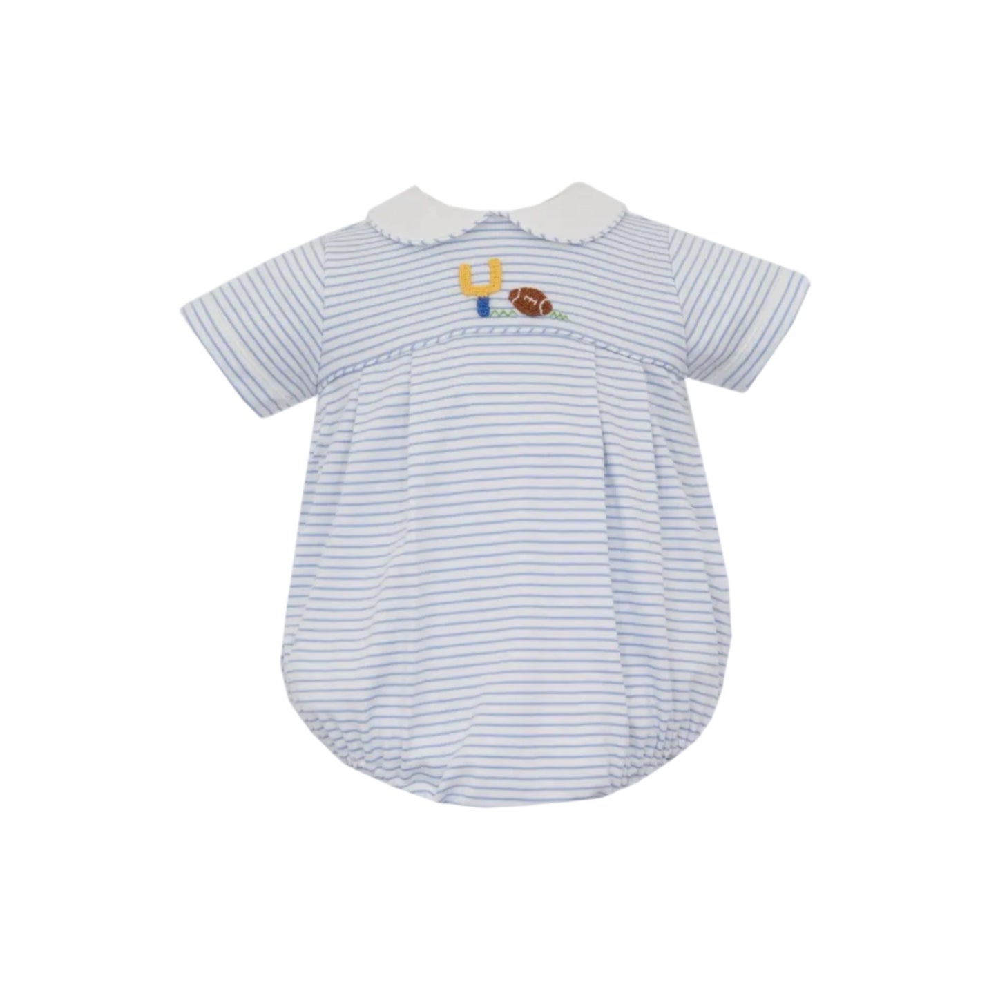 Football- Blue Knit Stripe Boy's Bubble S/S