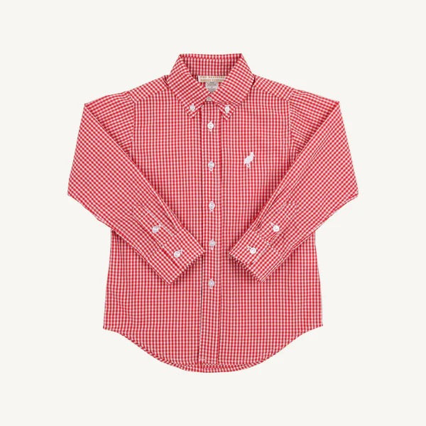 Dean's List Dress Shirt Richmond Red Mini Gingham/Worth Ave White
