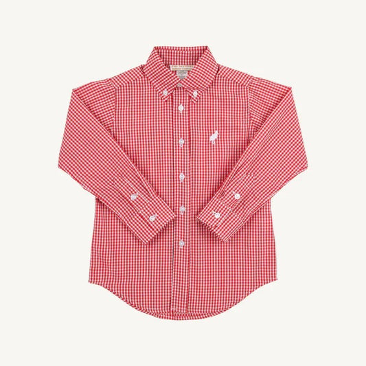 Dean's List Dress Shirt Richmond Red Mini Gingham/Worth Ave White
