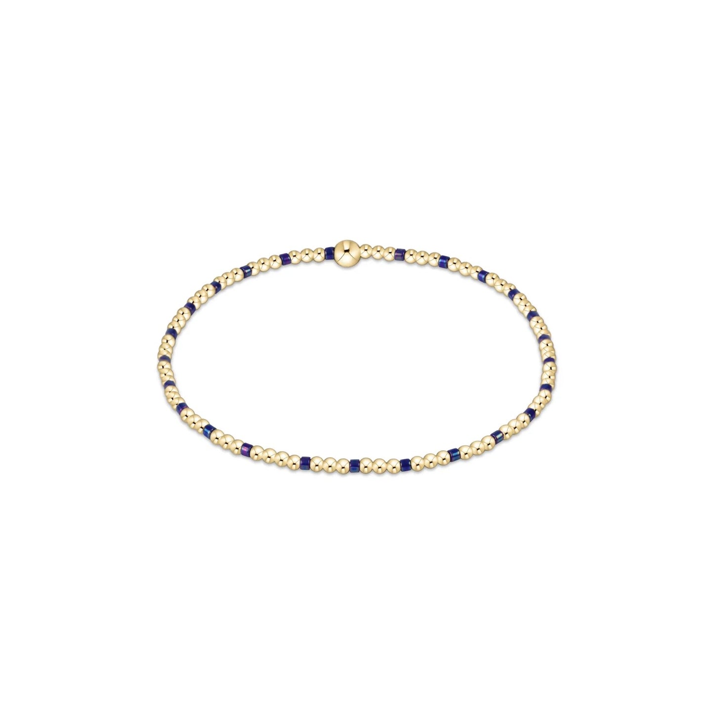 egirl Hope Sincerity Pattern 2mm Bead Bracelet - Blue Metallic