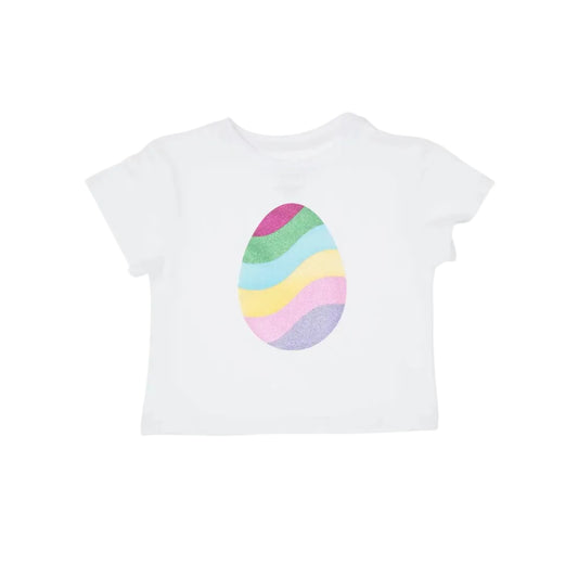 Glitter Easter Egg White Boxy Tee