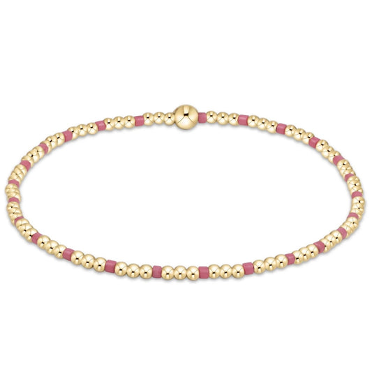 egirl Hope Sincerity Pattern 2mm Bead Bracelet - Pink Metallic
