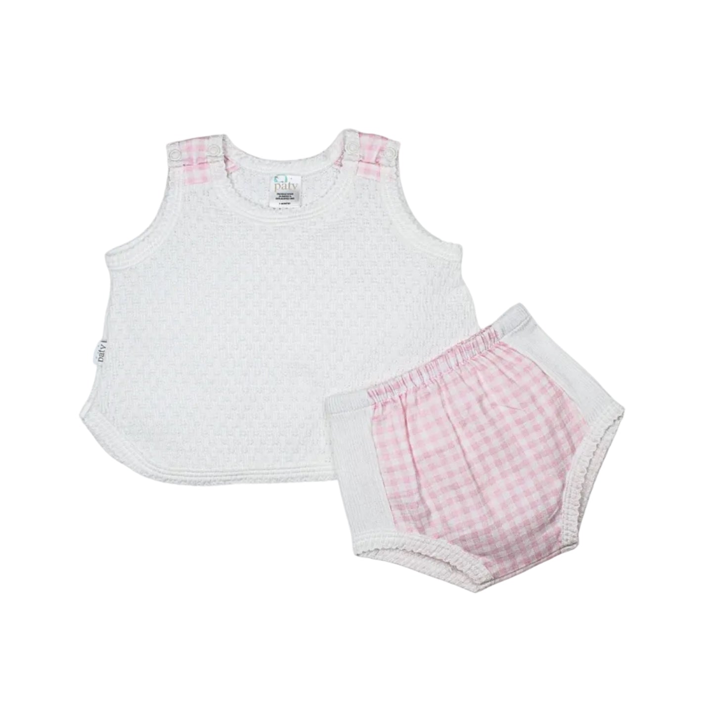 Paty Knit Diaper Set Pink Gingham