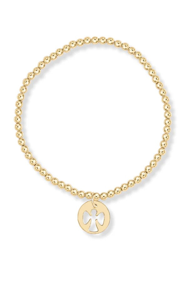 egirl Classic Gold 3mm Bead Bracelet Guardian Angel Small Gold Disc