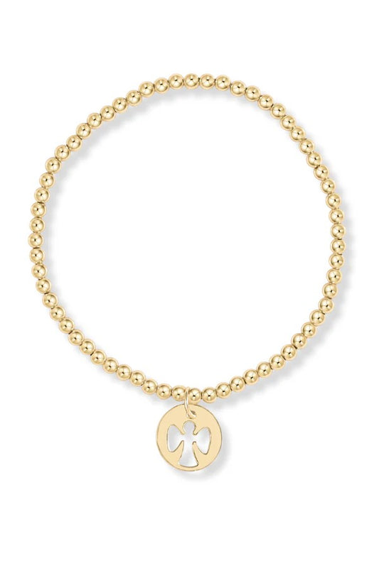 egirl Classic Gold 3mm Bead Bracelet Guardian Angel Small Gold Disc