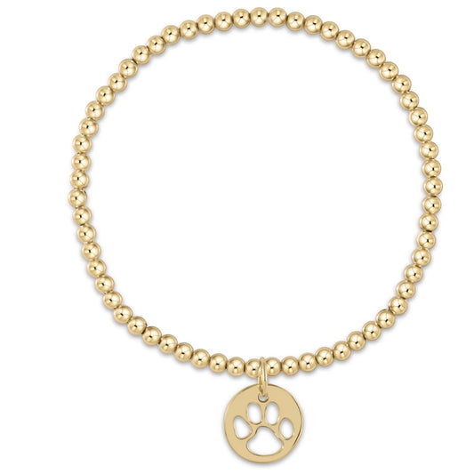egirl Classic Gold 3mm Bead Bracelet Paw Print. Small Gold Disc