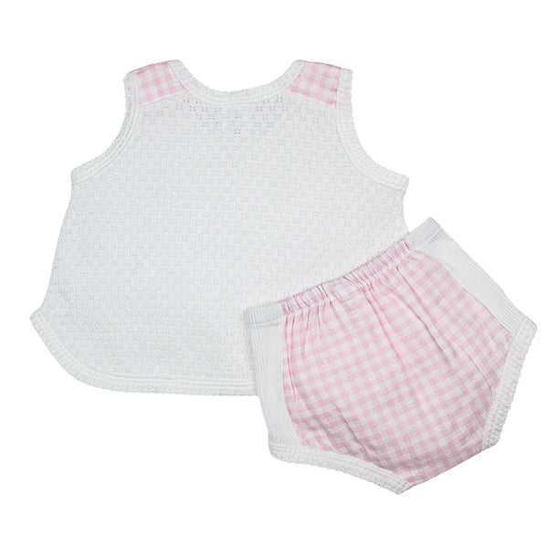 Paty Knit Diaper Set Pink Gingham
