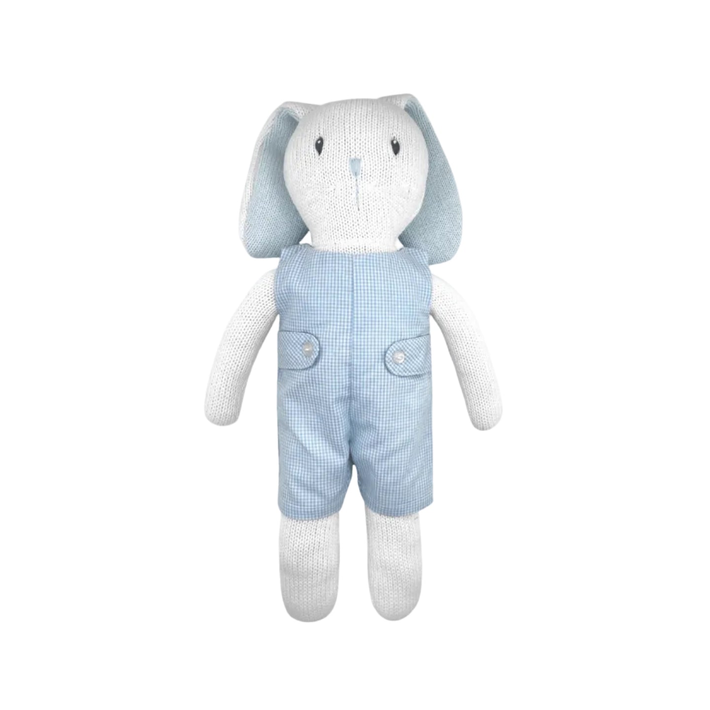 Knit Bunny Doll with Basic Blue Check Romper