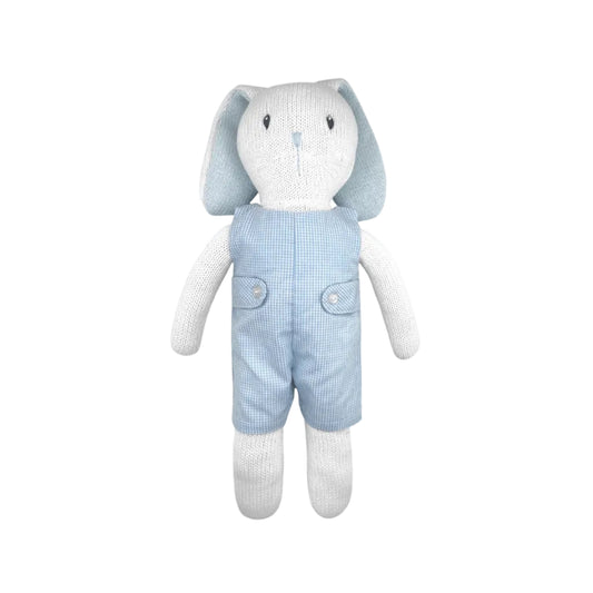 Knit Bunny Doll with Basic Blue Check Romper