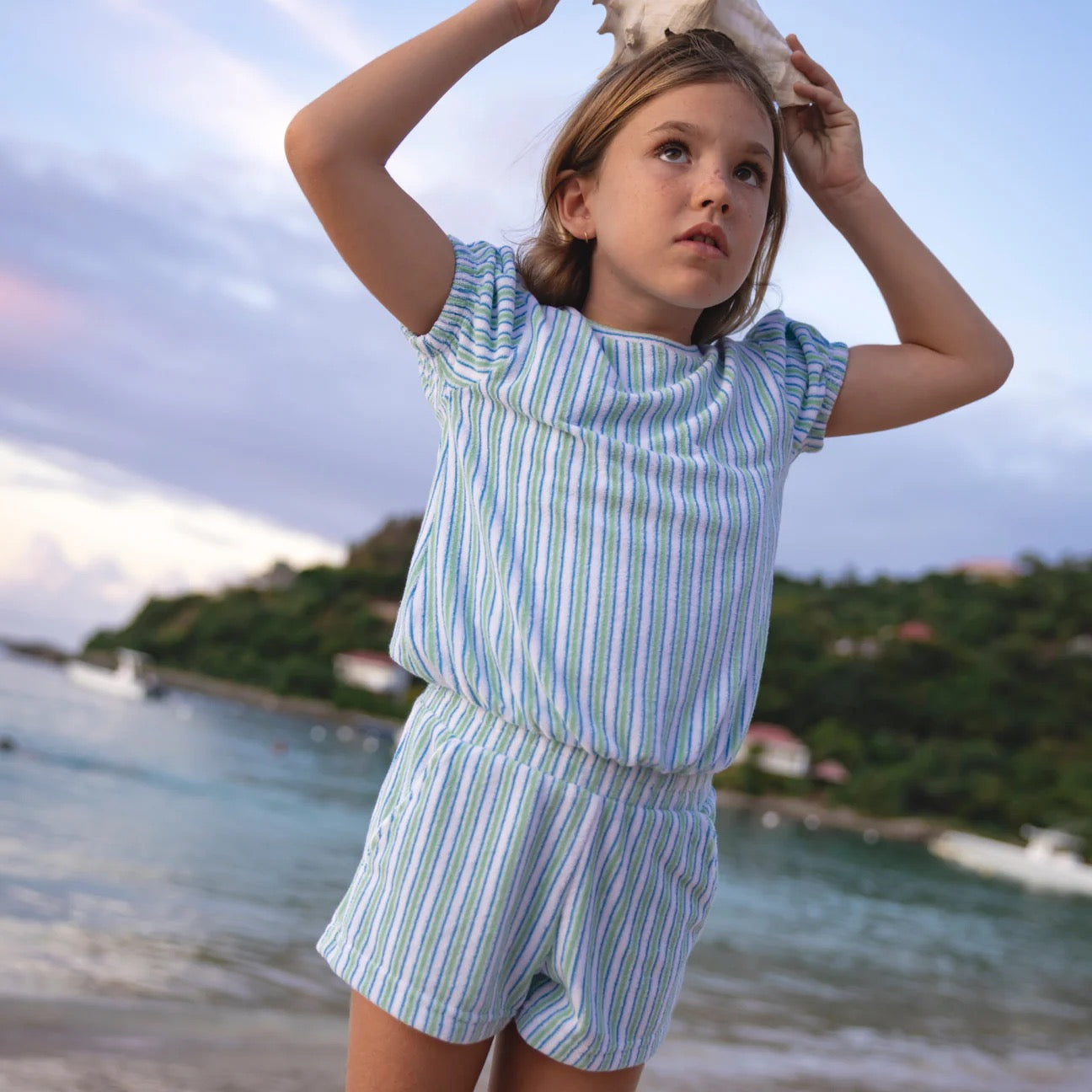 Girls Tamarin Stripe French Terry Top and Short Set