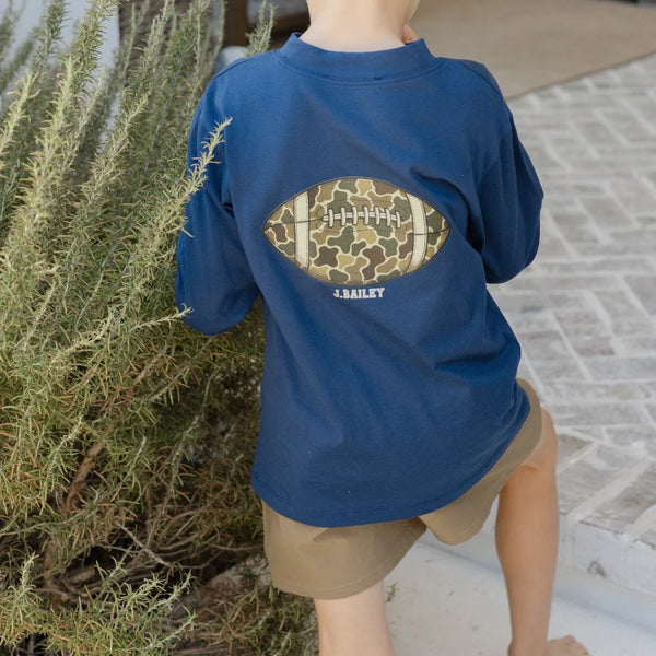 Long Sleeve Logo Tee- Football/Navy