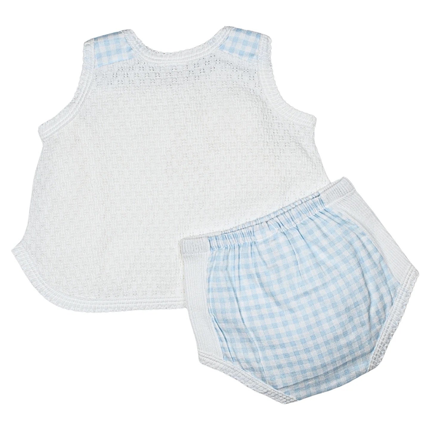 Paty Knit Diaper Set Blue Gingham