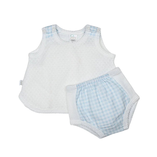 Paty Knit Diaper Set Blue Gingham