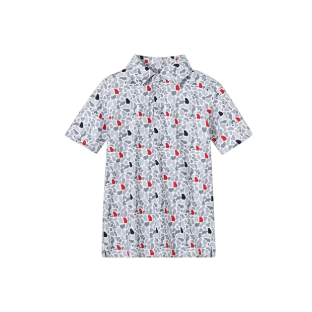 Georgia Red+Black Camo Polo