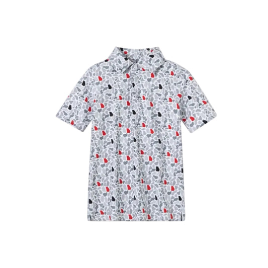 Georgia Red+Black Camo Polo