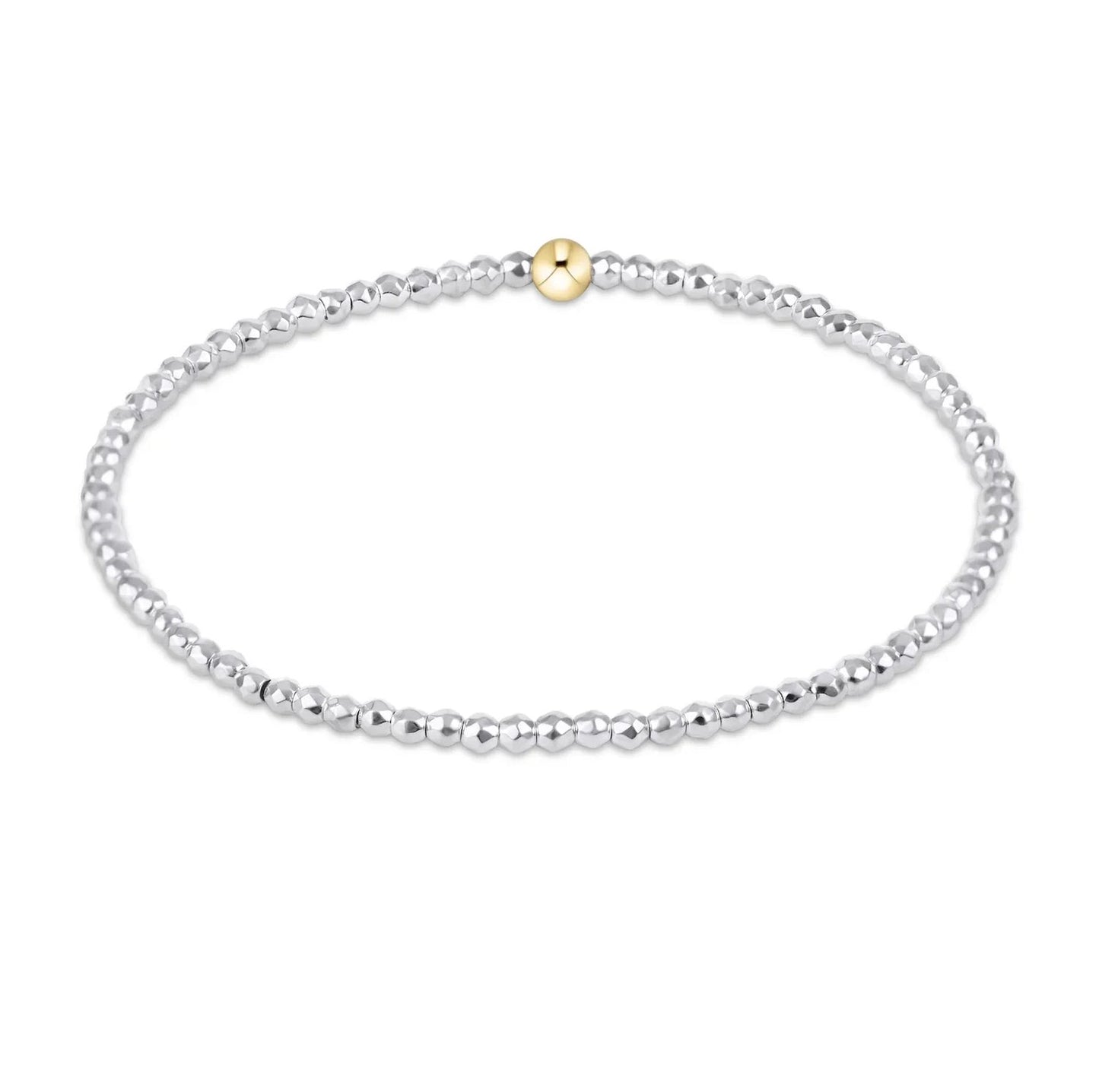 egirl Bright Silver Faceted Hematite 2mm Bead Bracelet