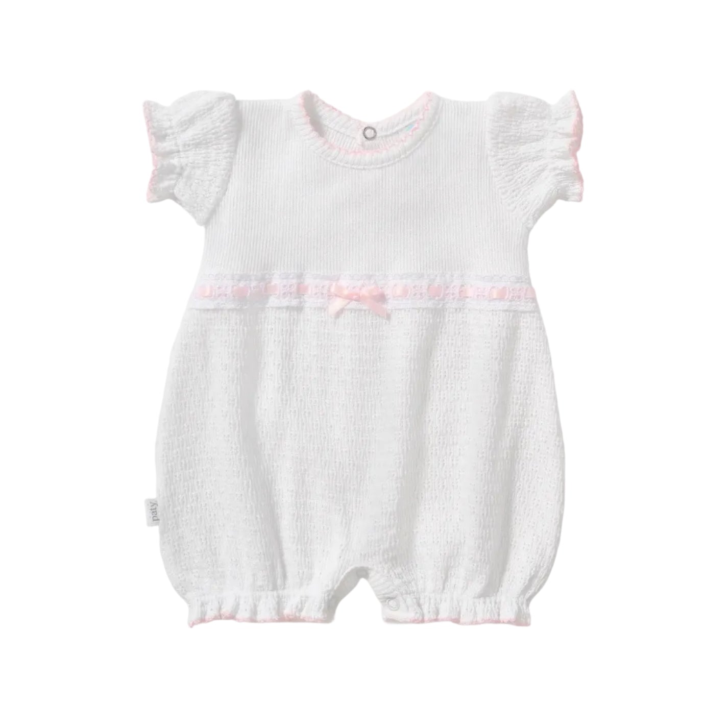 Bubble with Eyelet Trim, White/Pink