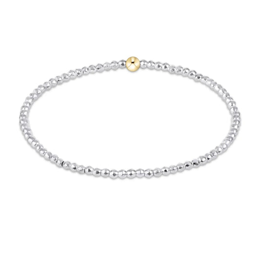 egirl Bright Silver Faceted Hematite 2mm Bead Bracelet