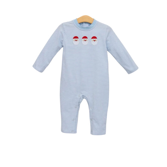 Santa Trio Romper- Blue