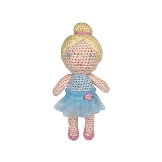 Ballerina Bamboo Crotchet Rattle in Blue