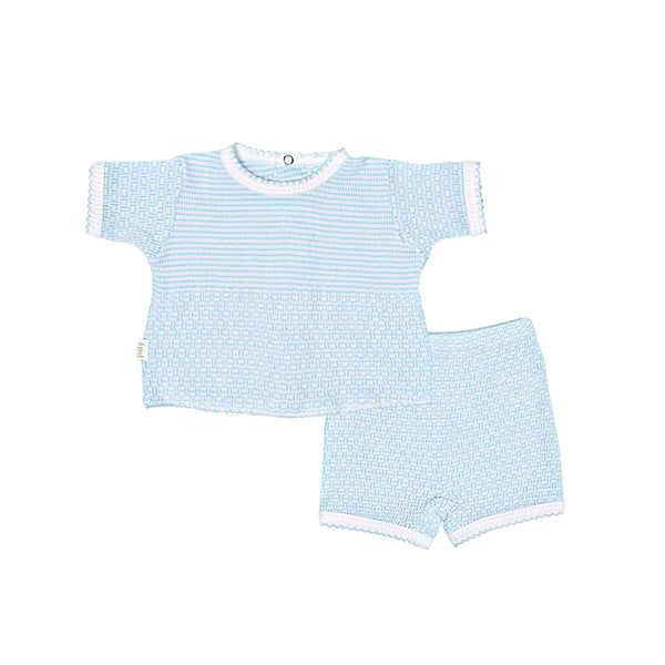 2 Piece Set, SS Top (Snaps in Back) w/ Boxers, Blue