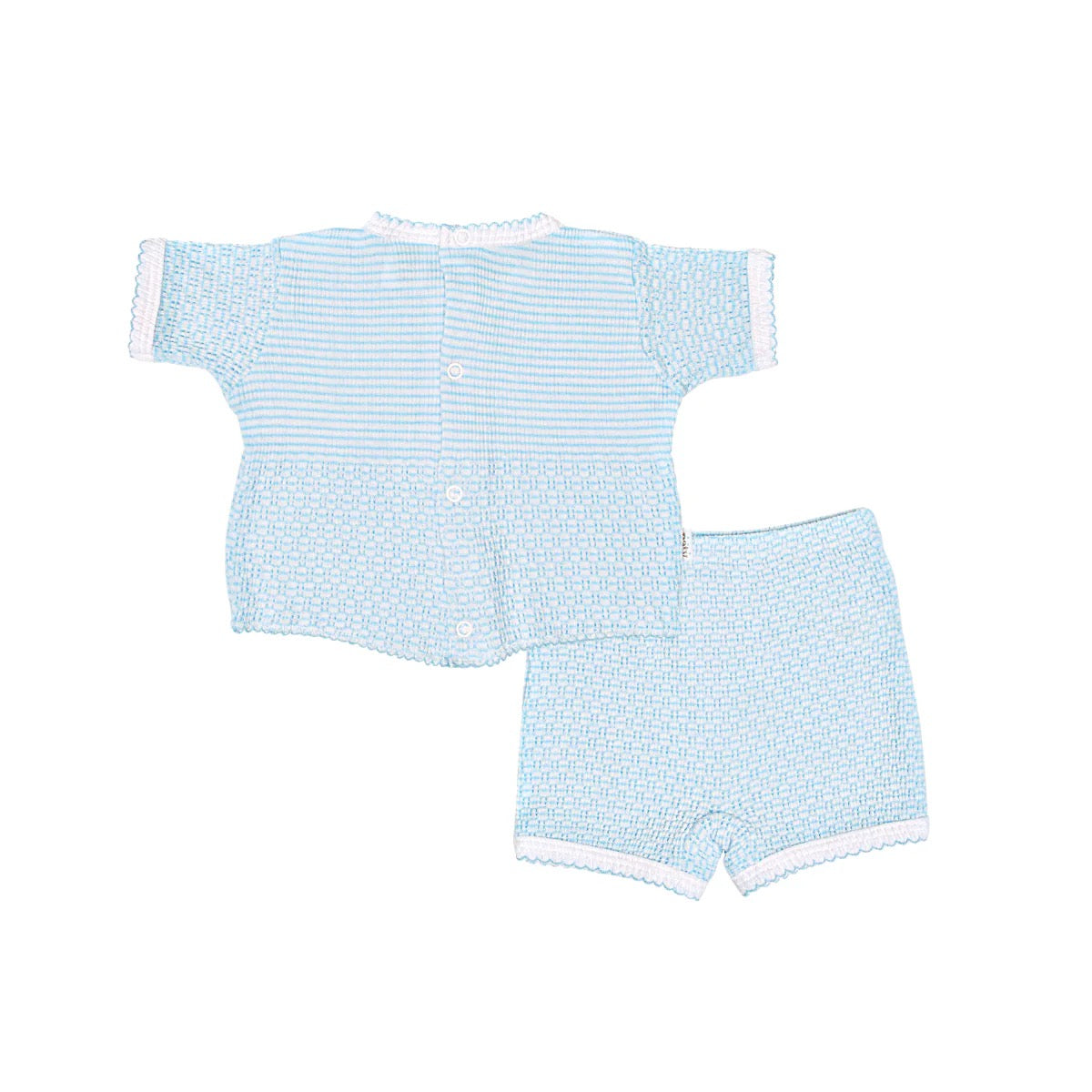 2 Piece Set, SS Top (Snaps in Back) w/ Boxers, Blue