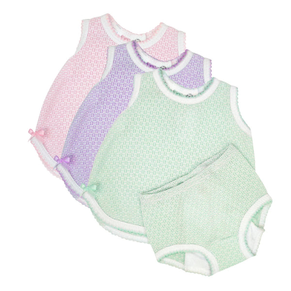 2 Piece Set, Sleeveless, Top w/ Diaper Cover, Pink