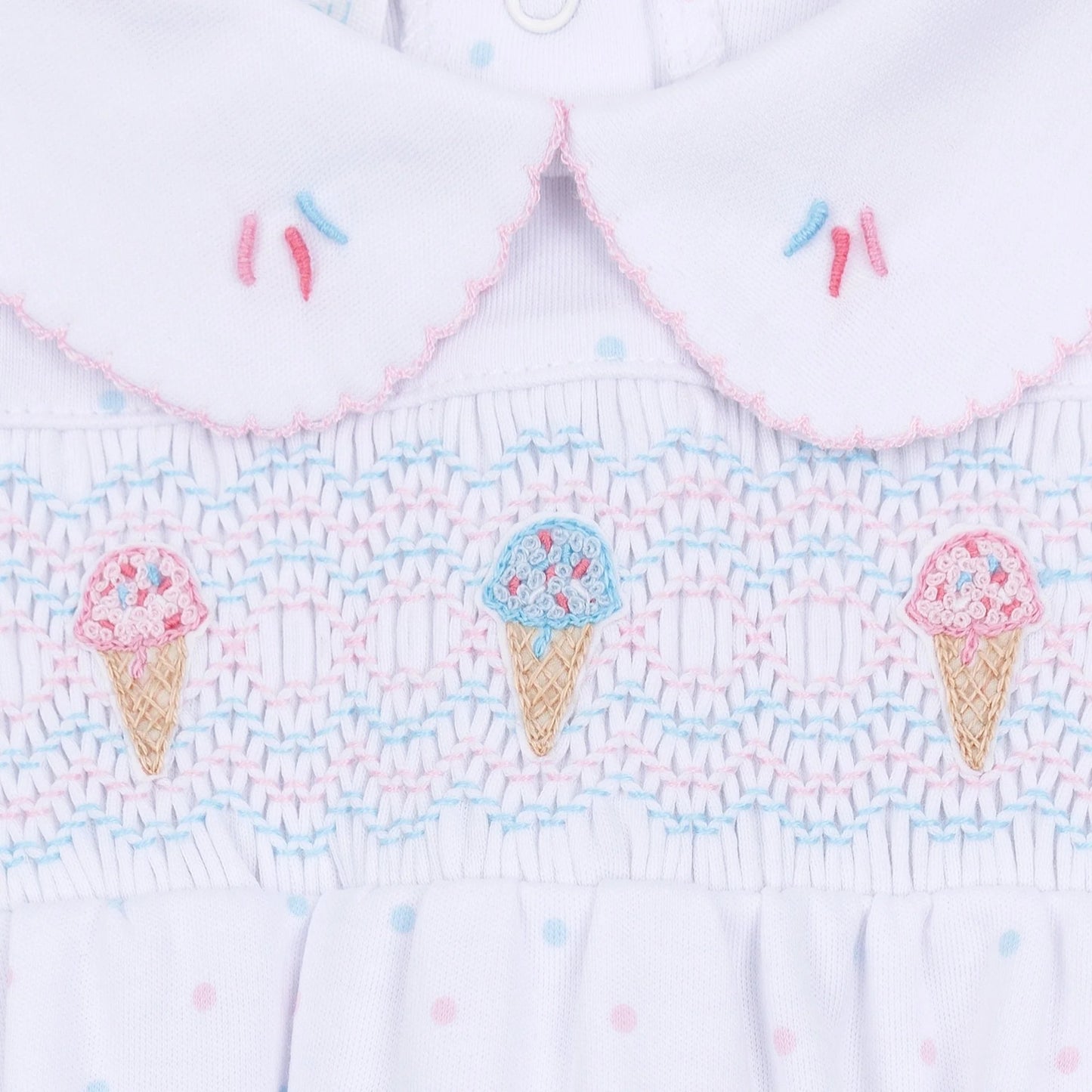 Ice Cream Classics Smocked Collared Bubble
