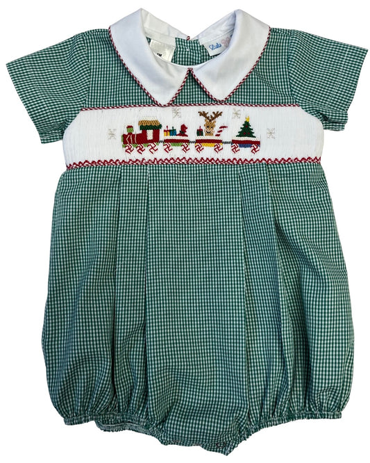 Blake Train Smocked Pleated Boy Bubble