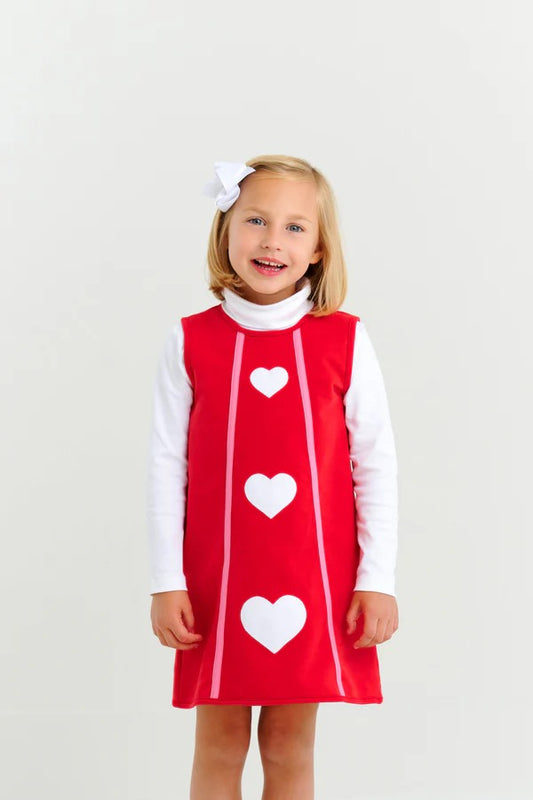Annie Apron Dress Knit Richmond Red/Worth Ave White/Hearts