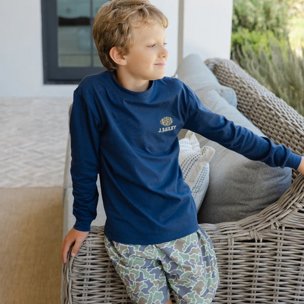 Long Sleeve Logo Tee- Football/Navy