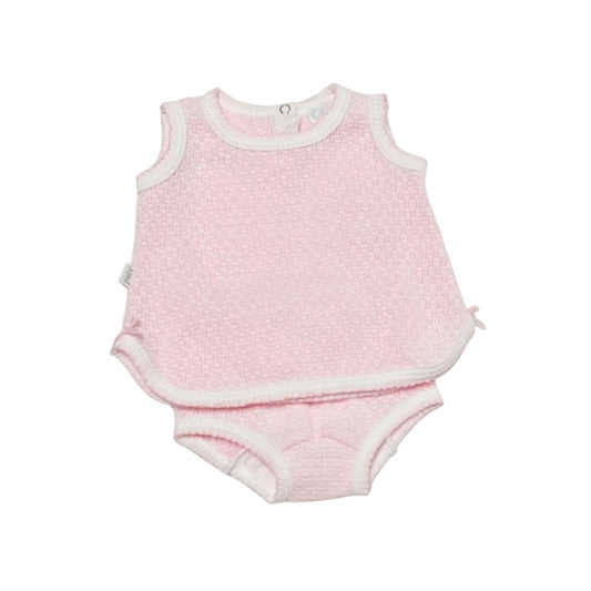 2 Piece Set, Sleeveless, Top w/ Diaper Cover, Pink