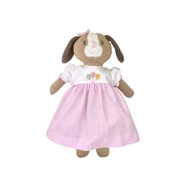 Knit Dog Doll with Birthday Embroidered Dress
