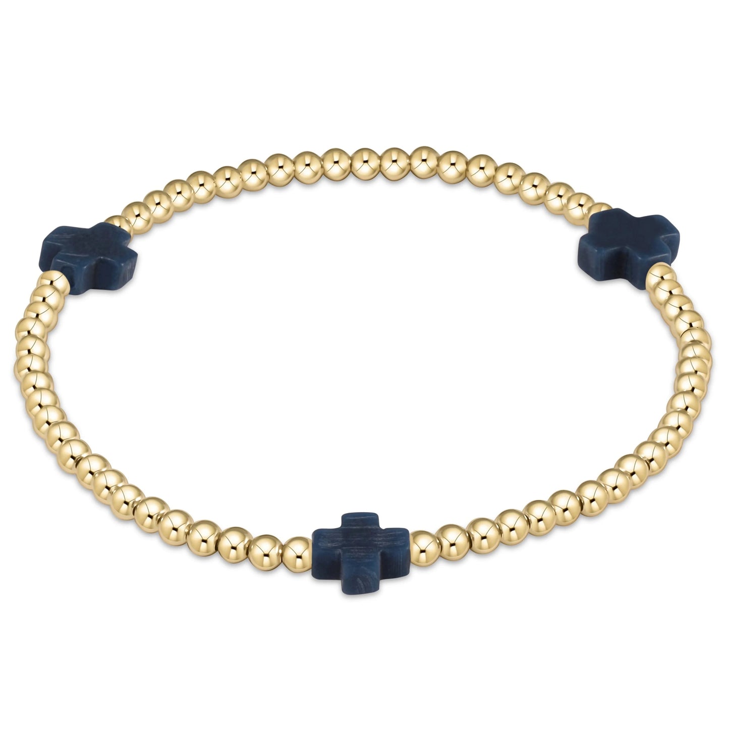 egirl Signature Cross Gold Pattern 3mm Bead Bracelet - Navy