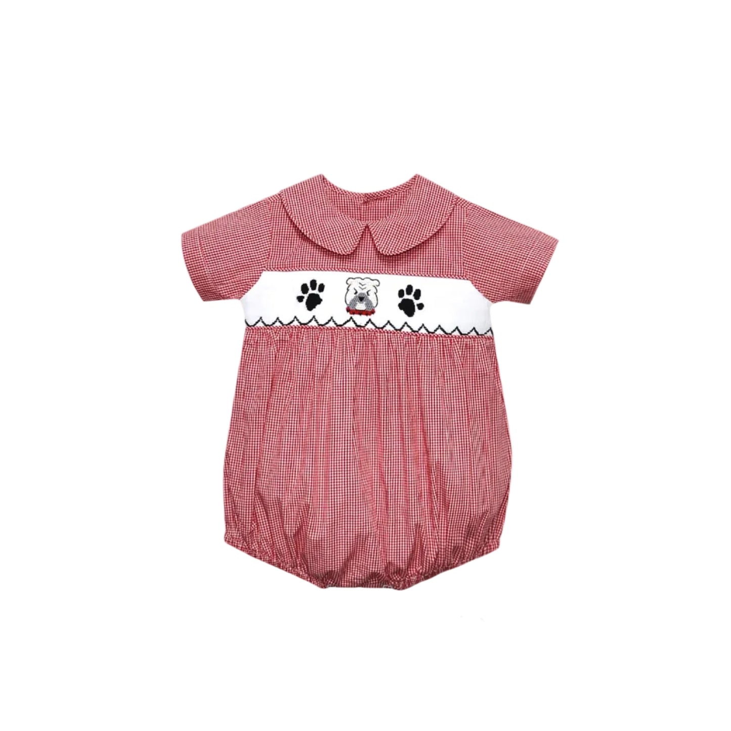 Bulldog Red/Black Smocked Boy Bubble