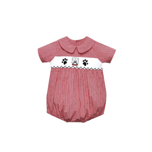 Bulldog Red/Black Smocked Boy Bubble