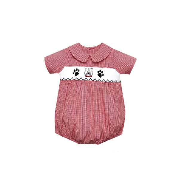 Bulldog Red/Black Smocked Boy Bubble